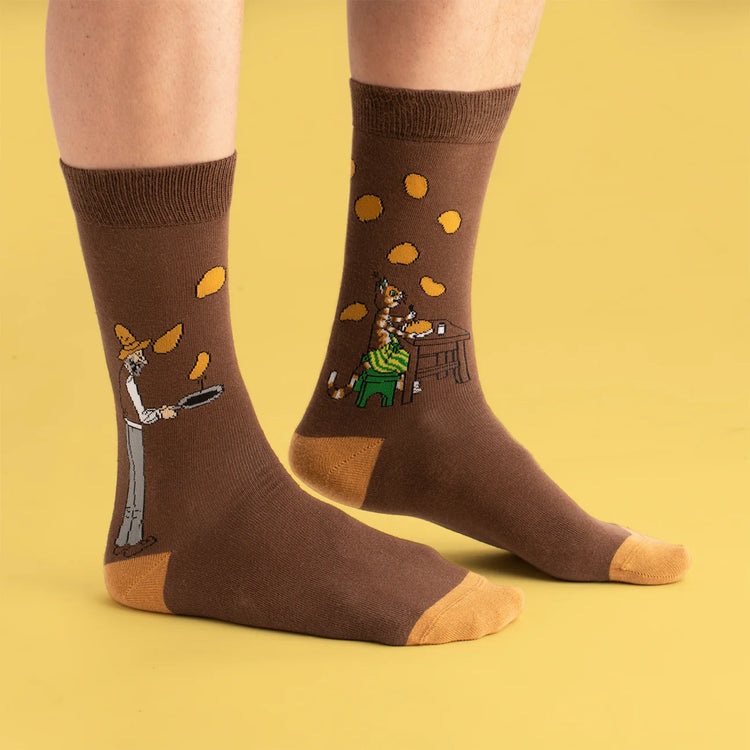 Socken "Pettersson und Findus wenden Pfannkuchen" Größe 31-34, 80% Baumwolle, 17% Polyamid, 3% Elastan